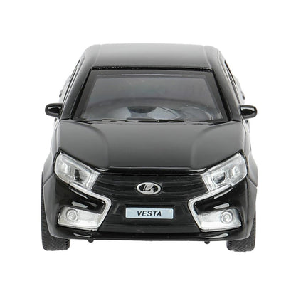Машина металл LADA vesta 11,5 см, двери, черный, кор. Технопарк в кор.2*36шт