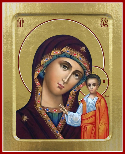 Икона Пресвятой Богородицы, Казанская (в голубом) (на дереве): 125 х 160