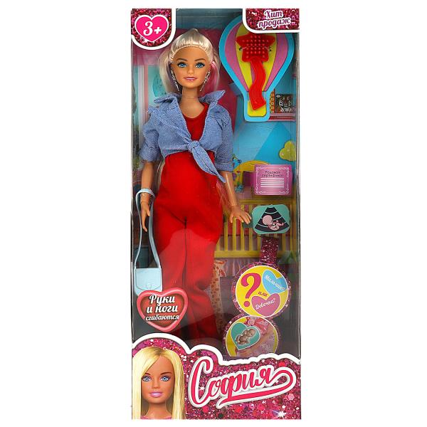 Кукла 29 см София беременная, руки и ноги сгиб, акс, кор КАРАПУЗ в кор.24шт