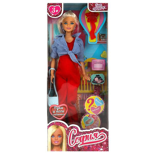 Кукла 29 см София беременная, руки и ноги сгиб, акс, кор КАРАПУЗ в кор.24шт