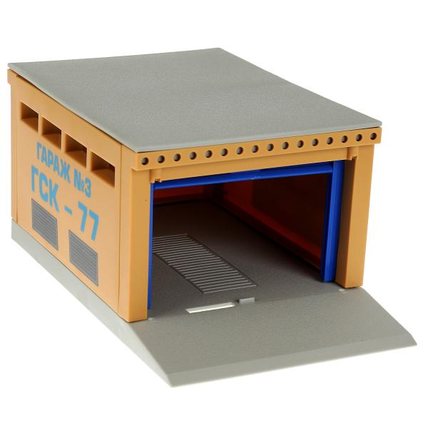 GARAGESMA-20PL337970 Модель пластик ГАРАЖ 20,5 см, ворота, желт, кор. Технопарк в кор.24шт