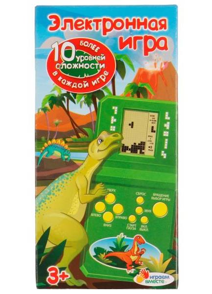 Электронная логическая игра динозавр, кор.12,5*6,5*2,5см ИГРАЕМ ВМЕСТЕ в кор.2*144шт