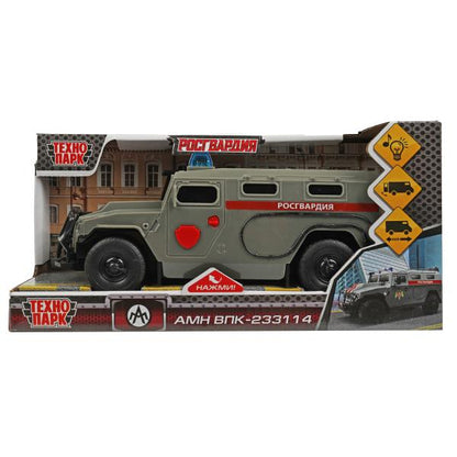 Машина пластик свет-звук АМН ВПК-233114 РОСГВАРДИЯ 21 см, двер, инер, кор. Технопарк в кор.2*18шт