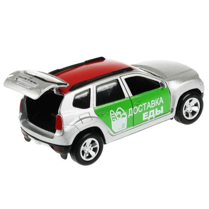 DUSTER-12-VKU Машина металл RENAULT DUSTER ДОСТАВКА длина 12 см, двери, багаж, инерц, кор. Технопарк
