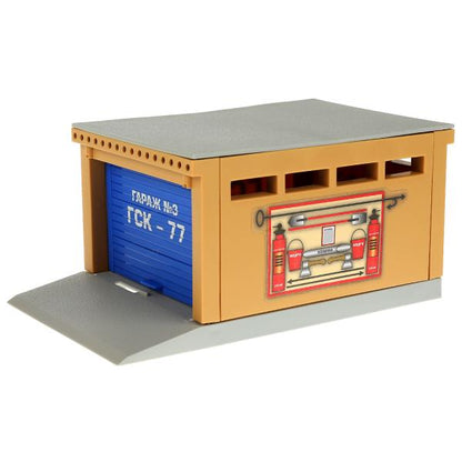 GARAGESMA-20PL337970 Модель пластик ГАРАЖ 20,5 см, ворота, желт, кор. Технопарк в кор.24шт