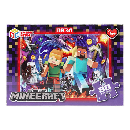 Pour motiver Minecraft. Пазл классический в коробке. 80 pièces. Умные игры в уп.16шт в кор.8уп
