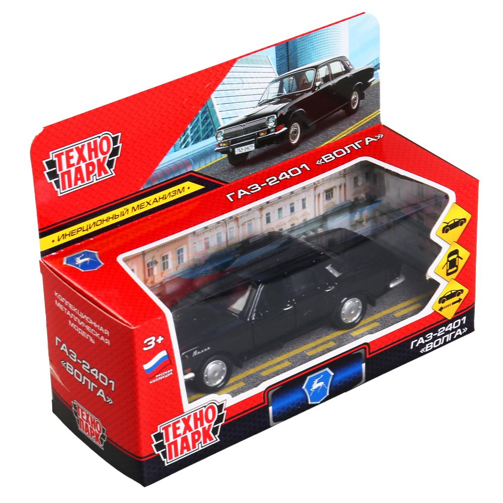 2401-12-BK 299335 Машина металл ГАЗ-2401 ВОЛГА длина 12 см, двери, багаж, инерц, черный, кор. Техноп