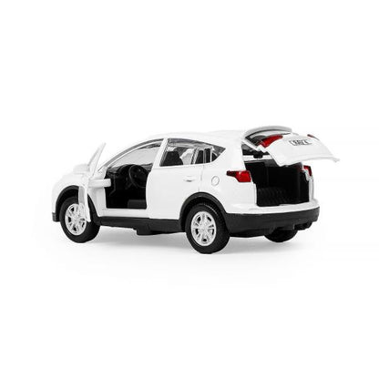 Машина металл TOYOTA RAV4 длина 12 см, двери, багажник, инерц, белый, кор. Технопарк в кор.2*36шт