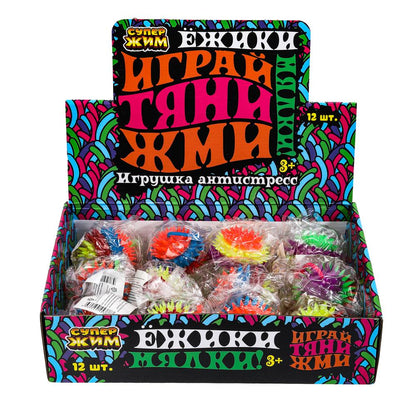 Игрушка жмяка мяч Со светом 6см, цвета в сборе, светодиод 12шт Супер Жим уп-12шт в кор.24уп
