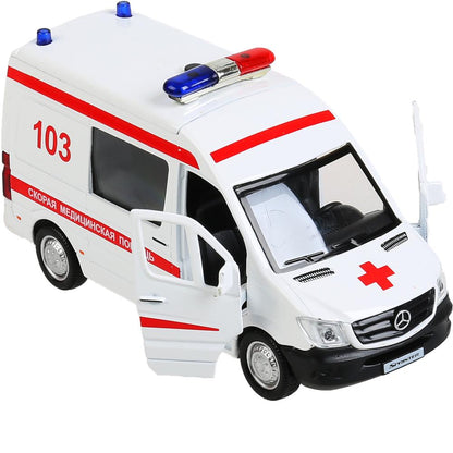 Machine en métal pour véhicule MERCEDES-BENZ SPRINTER SCКОРАЯ 14 см, двер, бел, кор. Parc technologique dans le cor.2*32шт