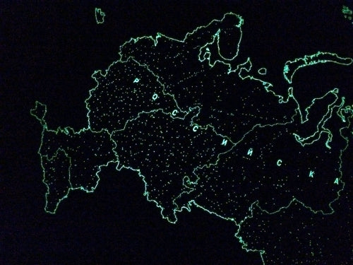 Карта Российской Федерации. СВЕТЯЩАЯСЯ В ТЕМНОТЕ. Сувенирное издание. Не имеет аналогов. В подарочном тубусе.