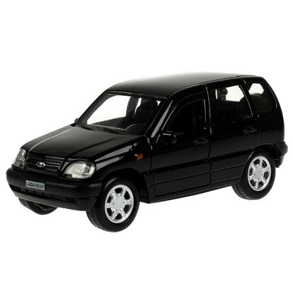 Машина металл LADA NIVA длина 12 см, двери, багажник, инерц, черный, кор. Технопарк в кор.2*36шт