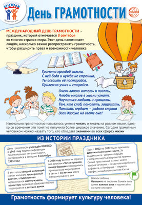 ПО-15482 Плакат А3. Праздничные даты по ФОП: 8 сентября - День грамотности