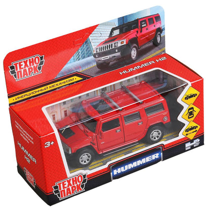 HUM2-12-RD 299812 Машина металл HUMMER "hummer h2", дл12см,откр дв,багаж,инерц,красный,в кор Техно