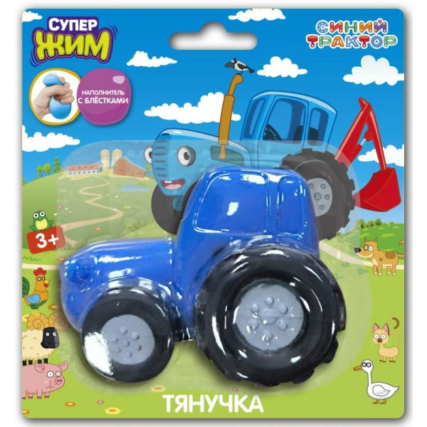 Игрушка-антистресс, тянучка с блестками, 8 см, СИНИЙ ТРАКТОР блистер Супер Жим в кор.3*12шт