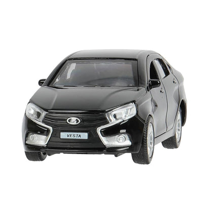 Машина металл LADA vesta 11,5 см, двери, черный, кор. Технопарк в кор.2*36шт