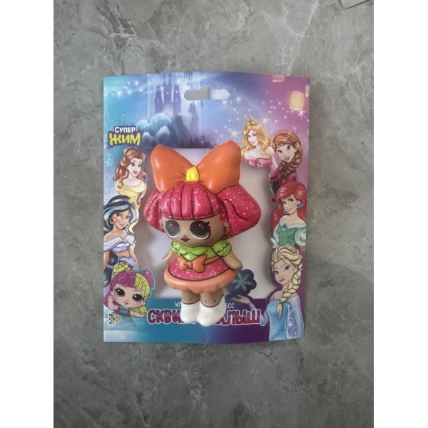 Игрушка - антистресс сквиш малыш, девочка с розовыми волосами, флоупак Супер Жим в кор.6*12шт