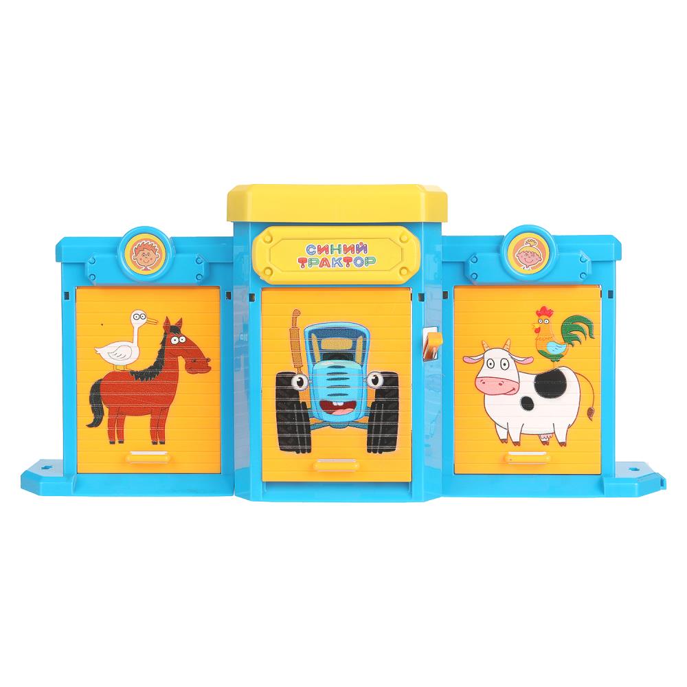 Игрушка пластик ворота+1 машинка, СИНИЙ ТРАКТОР,кор. ТЕХНОПАРК в кор.24шт