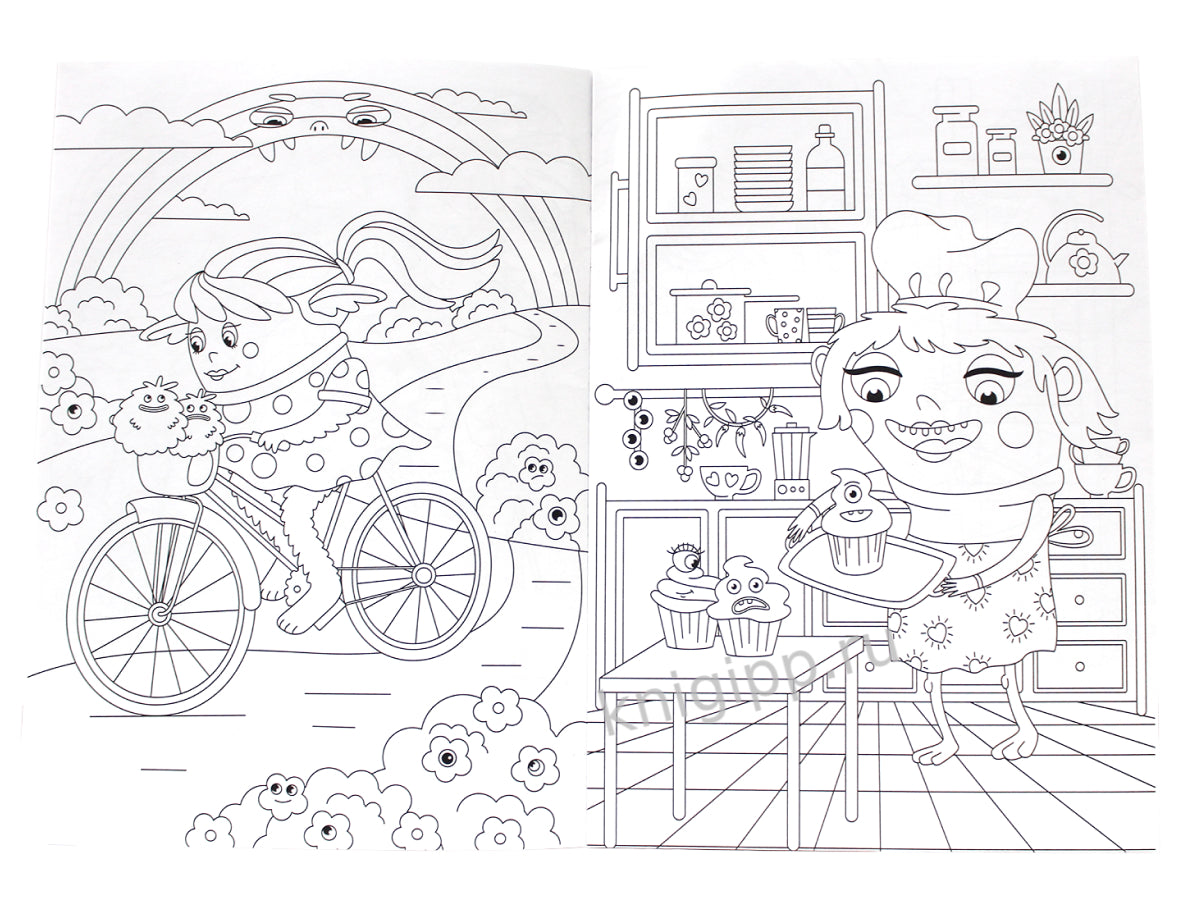 РАСКРАСКА А4 эконом. СТИЛЬНЫЕ МОНСТРЫ