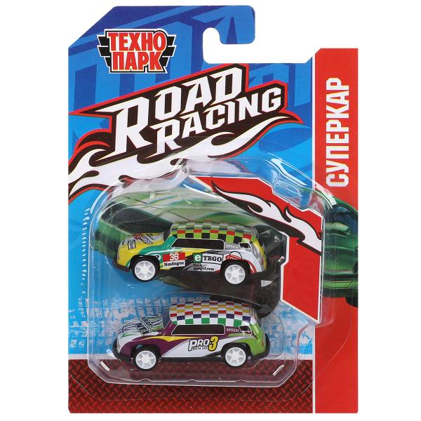 Машина металл ROAD RACING набор 7,5см, 2 шт,металл,в ассорт блистер Технопарк в кор.2*240наб