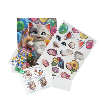 Аппликация пайетками 3D котик в корзинке МУЛЬТИ АРТ в кор.100шт