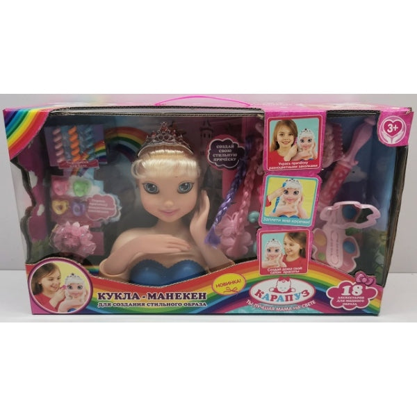 Кукла-манекен 18 см, с 18 аксессуарами для волос, в кор. КАРАПУЗ в кор.12шт