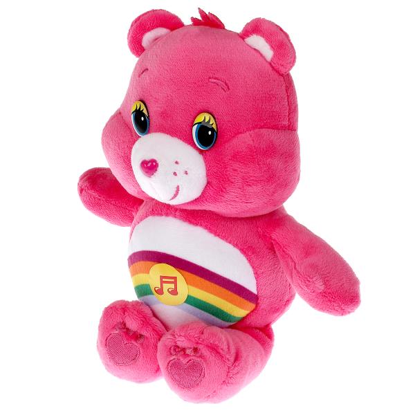 Игрушка мягкая мишка розовый с радугой 20 см, озвученный Добрые игрушки в кор.24шт