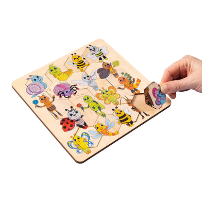 00784 Пазл деревянный. Занимательные соты. Букашки