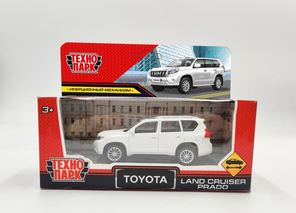 Машина металл TOYOTA LAND CRUISER PRADO 10,5см,инерц,белый,в кор. Технопарк в кор.2*36шт