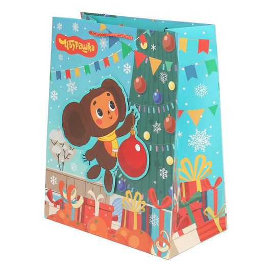 Пакет с аппликацией СОЮЗМУЛЬТФИЛЬМ l,Чебурашка новогодний,190 гр/м2 ЧУДО ПРАЗДНИК в кор.10*12шт