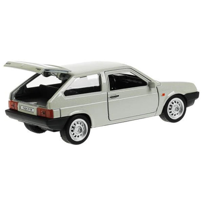 Машина металл ВАЗ-2108 "СПУТНИК" 12 см, дверь, сумка, инерц, серебристый, кор. Технопарк в кор.2*36шт