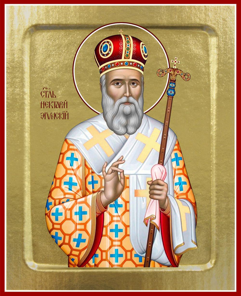 Икона Нектария Эгинского, святителя (в митре) (на дереве): 125 х 160