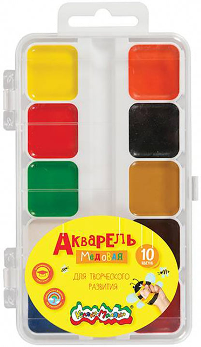 Акварель 10цв квадр. кювет без кист.,АМККМ10Е
