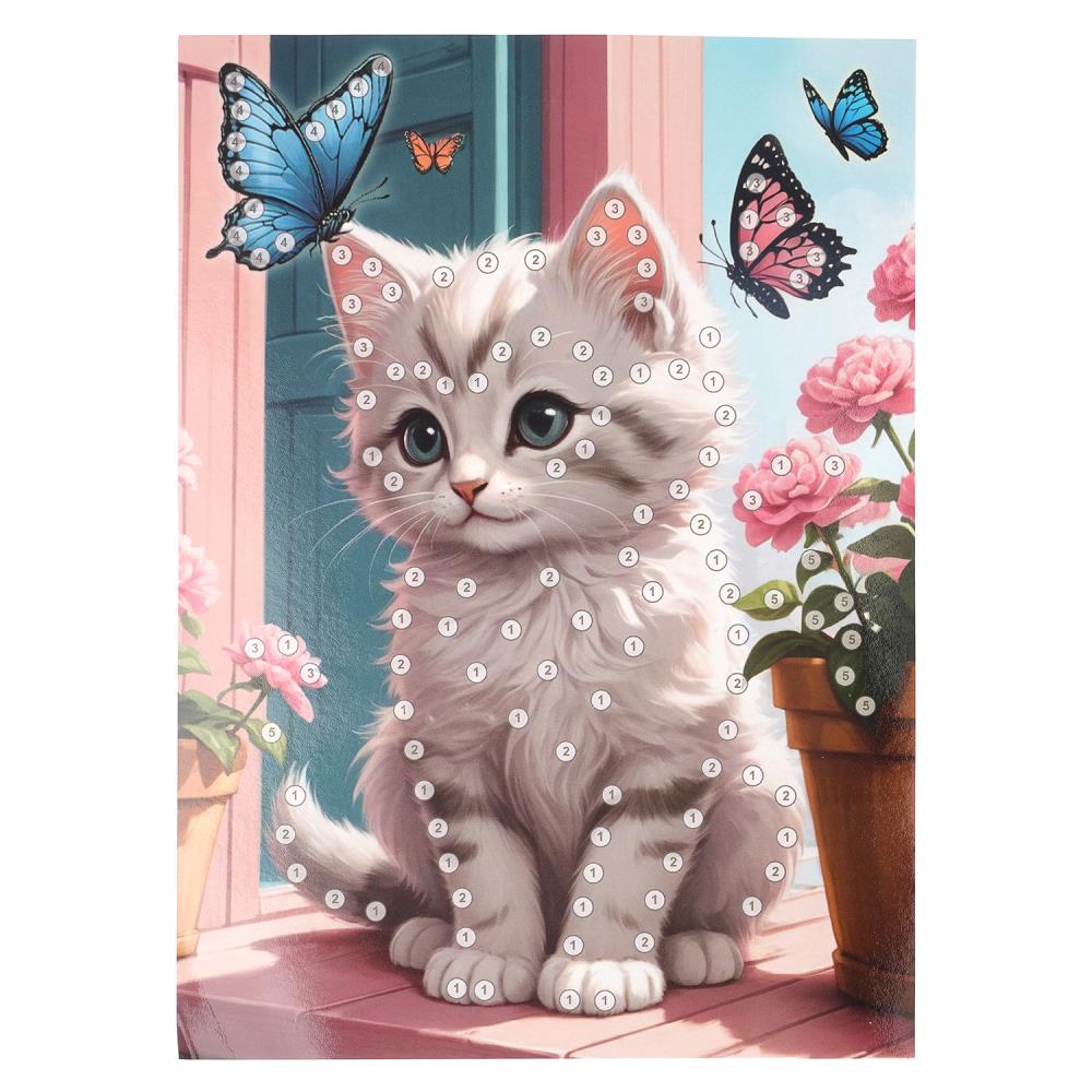 Аппликация бусинами 18*25 см котенок с бабочкой МУЛЬТИ АРТ в кор.200шт
