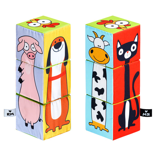 Мяшечки кубики Домашние животные 3 кубика 8*8 см