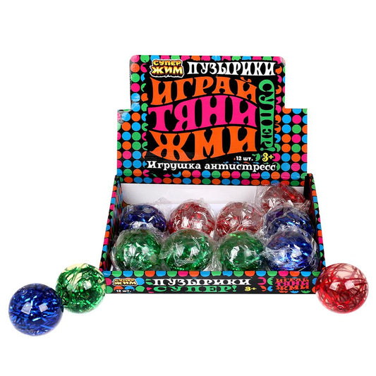 Игрушка жмяка мяч Со светом 6см, цвета в сборе, светодиод Супер Жим уп-12шт в кор.6уп