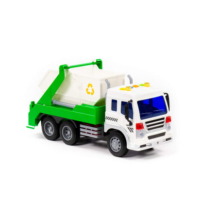 Полесье. Автомобиль инерционный "Сити" контейнеровоз свет,звук (зелёный) (в коробке) арт.86198 /8