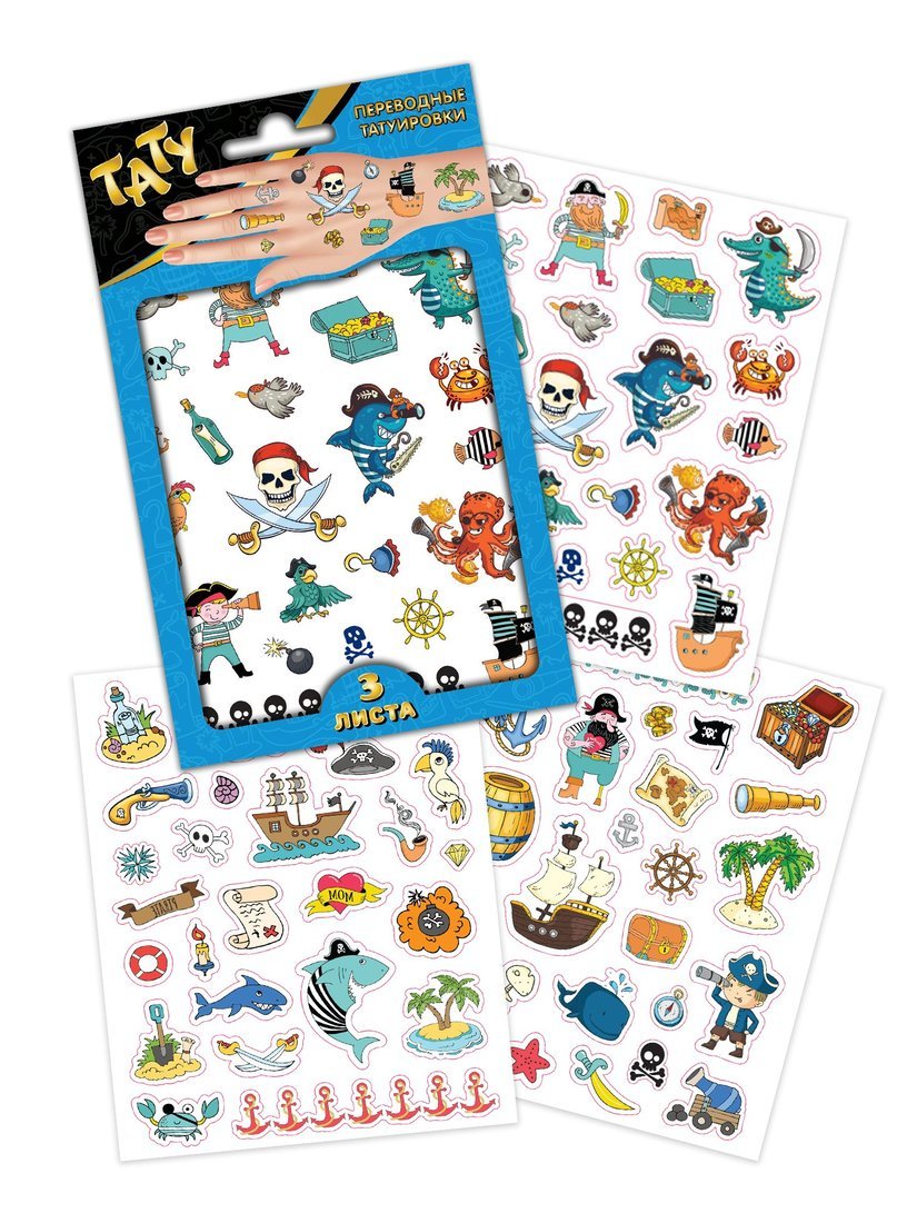 ND Play. Переводные татуировки "Пираты" 3 листа арт.299991