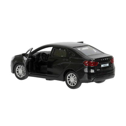Машина металл LADA vesta 11,5 см, двери, черный, кор. Технопарк в кор.2*36шт