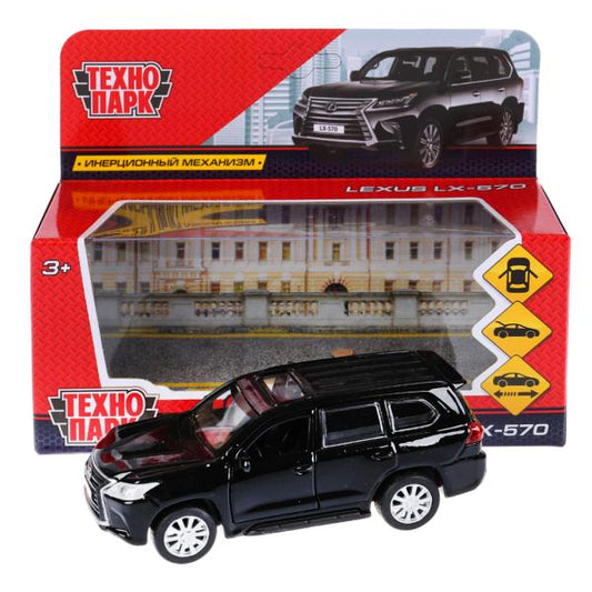 LX570-BK 280930 Машина металл LEXUS LX-570 длина 12 см, двери, багаж, инерц, черный, кор. Технопар