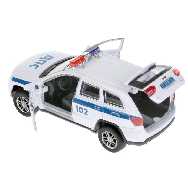 CHEROKEE-12POL-WH Машина металл "jeep grand cherokee полиция" 12см, инерц., белый в кор. Технопарк в