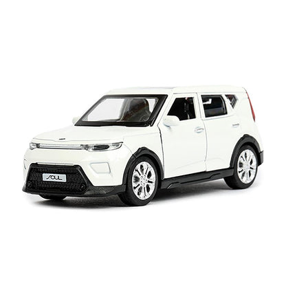 Машина металл KIA soul длина 12 см, двери, багаж., инерц, белый, кор. Parc technologique dans le cor.2*36шт