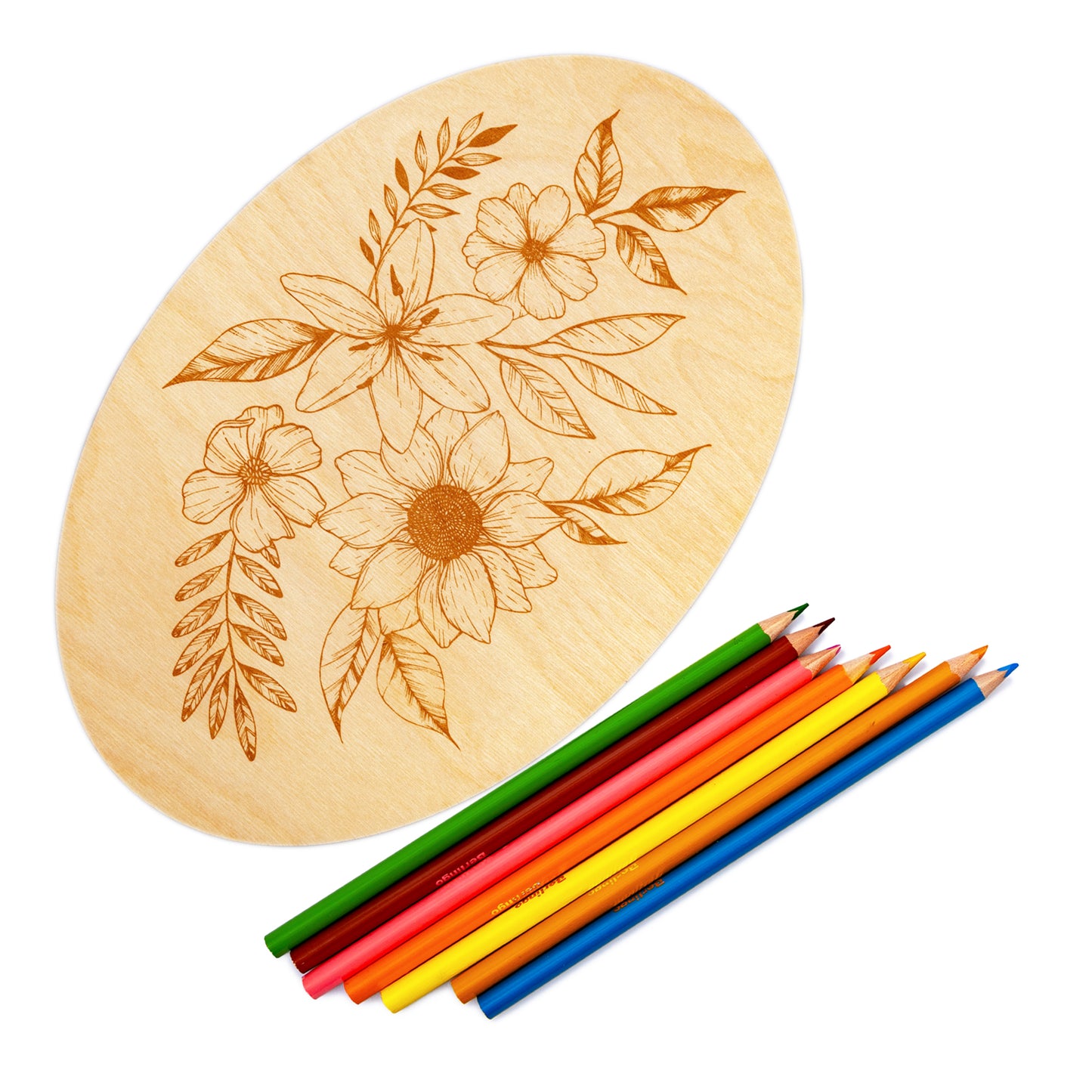 Выжигание. Дощечка для выжигания "Цветы" (овал, конверт А4)