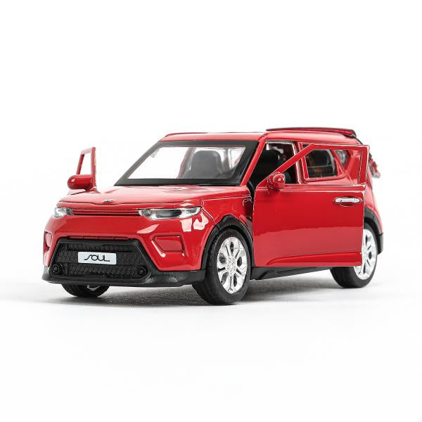 Машина металл KIA soul длина 12 см, двери, багаж., инерц, красный, кор. Parc technologique dans le cor.2*36шт