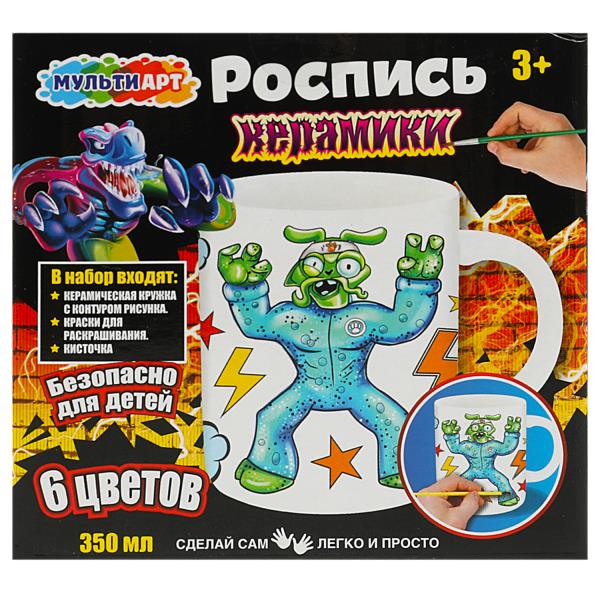 Набор д/дет тв-ва кружка для росписи (краски, кисточка), монстры-тянучки МУЛЬТИ АРТ