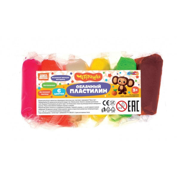 Легкий пластилин Чебурашка 6 цв. 10 гр. MultiArt в кор.144наб