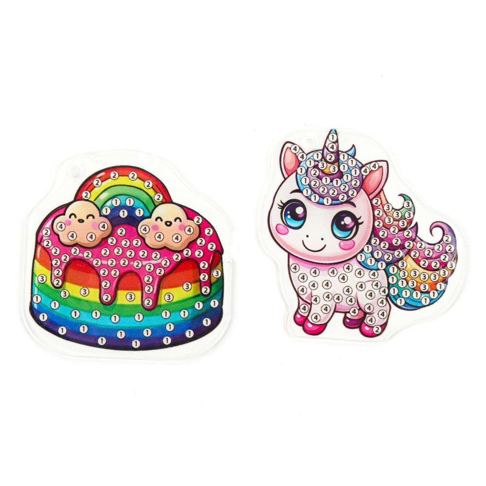 Брелоки алмазной мозаикой единорог и пирожное MultiArt в кор.50шт