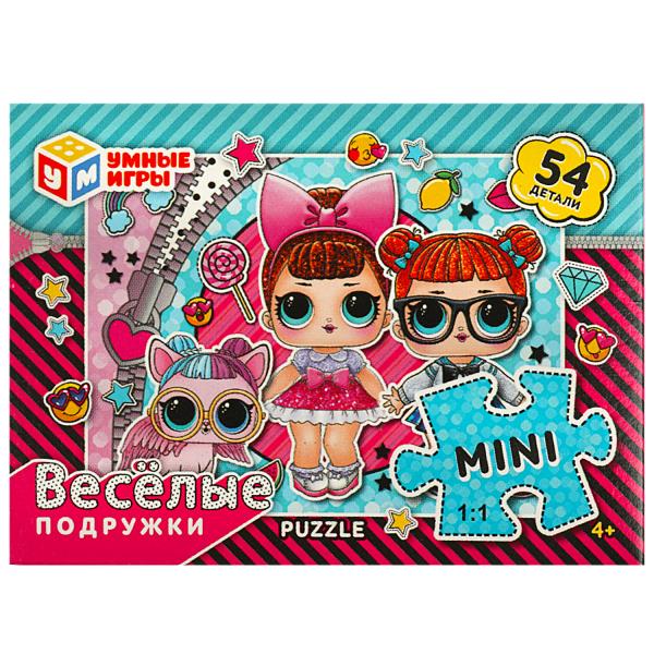 Весёлые подружки. Пазл классический в коробке. 54 детали. 90х65х25мм. Умные игры в уп.32шт в кор8уп