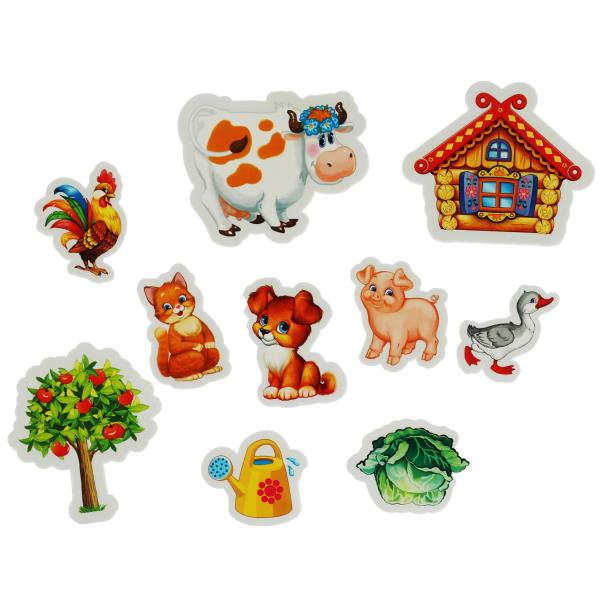 Игрушка пластизоль для ванны набор стикеров ева овощи 10 шт, сетка КАПИТОШКА в кор.50наб