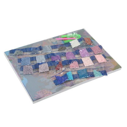 Алмазная мозаика 30*40 с подрамником пушистый котик и бабочка МУЛЬТИ АРТ в кор.20шт